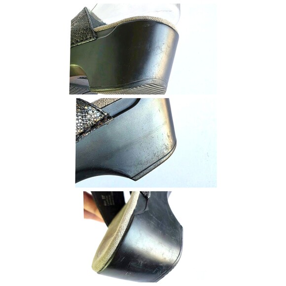 DANSKO Sophie Sandals Metallic Python Leather Sz 37 6.5 7 Black Sparkly Comfort - Picture 13 of 14